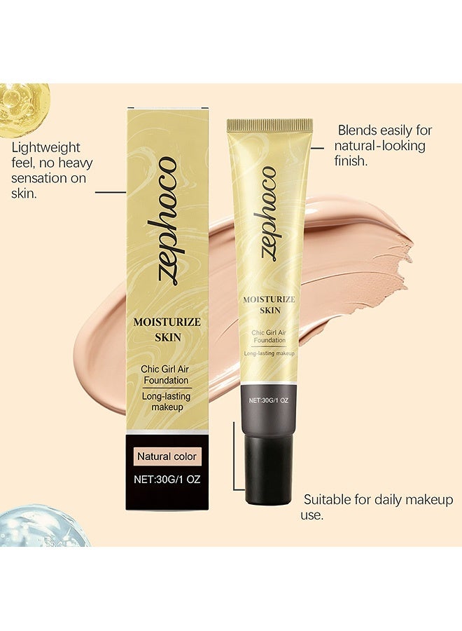 zephoco Blotting Foundation Liquid: Gentle, Lightweight, Hydrating, Natural, Adhesive-Free Foundation Liquid 30g (#Natural Color) - Image 4